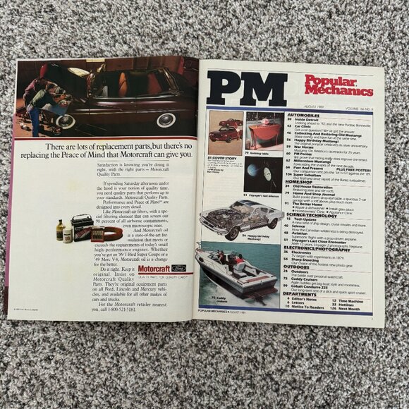 August 1989 Popular Mechanics Magazine Mustang GT Shelby Vol 166 No. 8 Journal - Picture 3 of 11